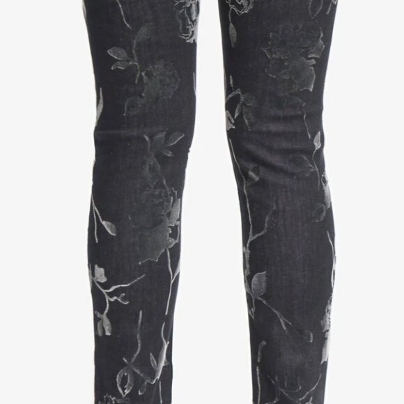 Joseph Ribkoff Quiet Luxury Tonal Floral Textured Charcoal Gray Jeans 4 - Picture 5 of 12